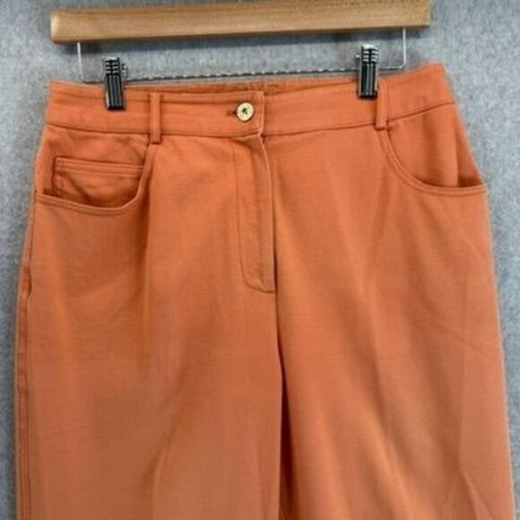 St John Sport Coral Orange Pants Straight Leg High Rise Cropped Size 8 READ FLAW - Picture 4 of 16